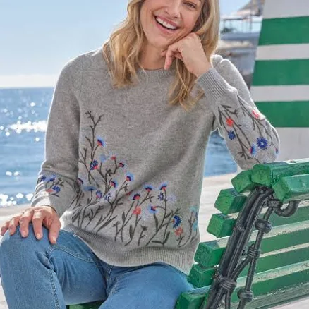 WoolOvers Floral Embroidered Sweater