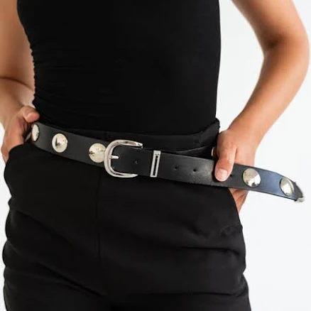 Brixley Faux Leather Rectangle Studded Belt