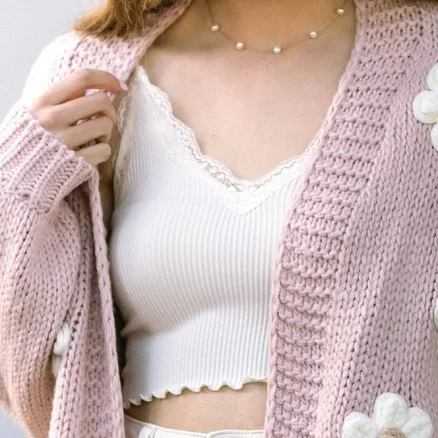 Morning Lavender Angela Floral Knit Cardigan