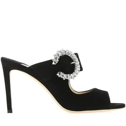 Jimmy Choo Saf 85 Suede Mules - Black - 38