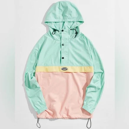 SHEIN Colorblock Hooded Windbreaker