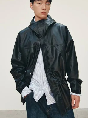 MEN STUDIO TOMBOY Synthetic Leather Field Jumper_Black 9155361124