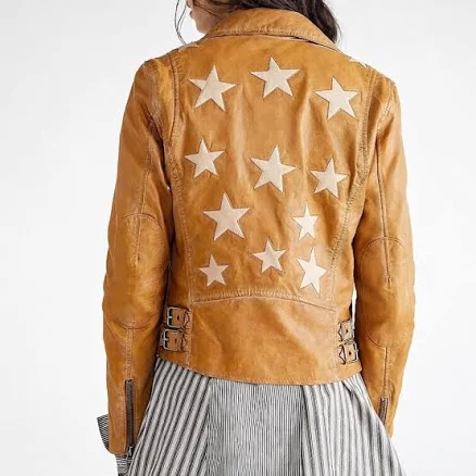 Vintage Leather Star Patch Jacket