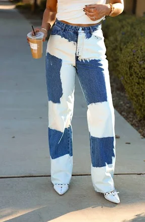 Emory Park Women's High-Waisted Tie Dye Denim Jeans