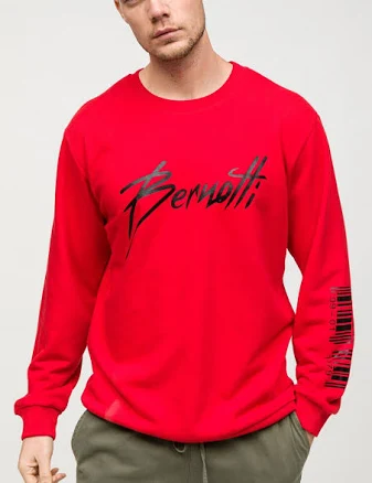 Men's Barcode Printed Crew Neck Sweatshirt