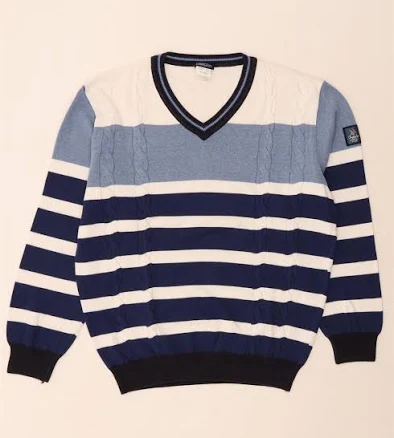 BABISTA Men's V-Neck Striped Cotton Sweater
