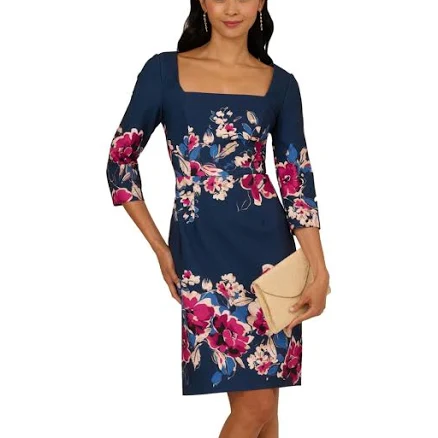 Adrianna Papell Women's Border Floral Midi Dress