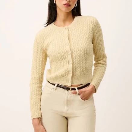 Rouje NACIM cardigan Cotton Vanilla cable‐knit cropped cardigan