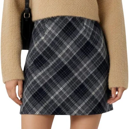 Anna-Kaci Women's Plaid A-Line Wool-Like Skirt