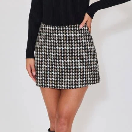 VICI Collection Women's Modern Prep Textured Check Miniskirt