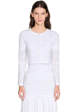 Sandro Women's Cropped Pearl Cardigan