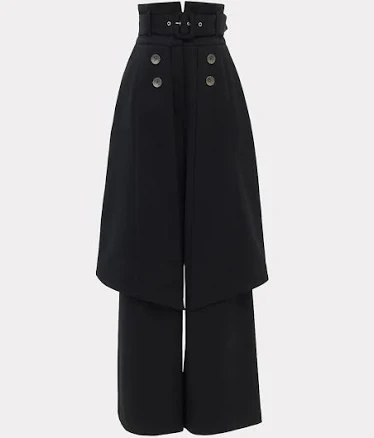 Wide Leg Trousers with Skirt Overlay