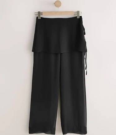 Women's Next Wide Leg Mesh Trousers with Skirt Overlay