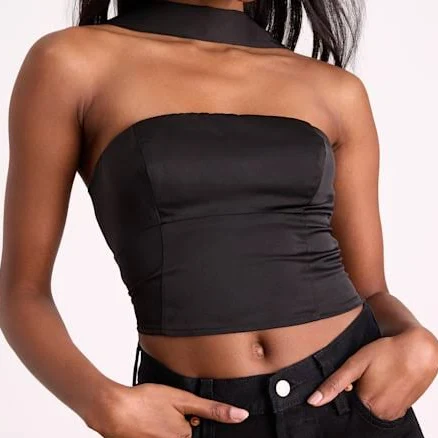 Lulus Satin Scarf Crop Top