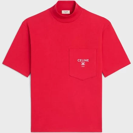 CELINE Women's Cotton Jersey Mock Neck T-shirt