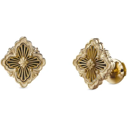 Buccellati Raggiera motif Earrings in Yellow Gold with Onyx