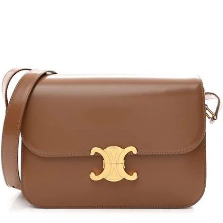 Women Celine Classique Triomphe Bag In Shiny Calfskin Leather