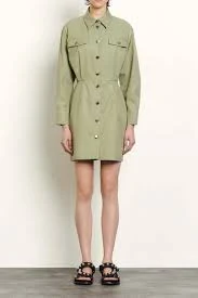 Sandro Paris – Liana Safari Shirt Dress – Sage Green – EU 38 / US 6