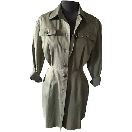 Sandro Safari Shirt Dress Khaki Cotton Size 36 EU