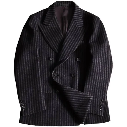 Men's Double-Breasted Tweed Blazer with Peak Lapel