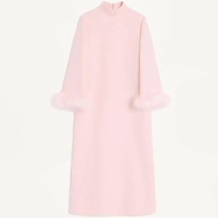 Valentino Garavani Crepe Couture Midi Dress with Feathers