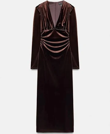 Zara Draped Velvet Midi Dress