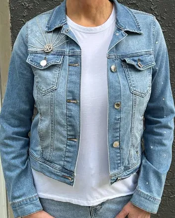 Here Comes The Sun Crystal Embellished Denim Jacket