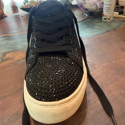Kurt Geiger Shoes | Kurt Geiger Black Crystal-Studded Platform Sneaker | Color: Black/White | Size: 7 | Spicesmith's Closet