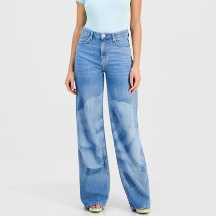 GUESS Women's Wide-Leg Printed Jeans