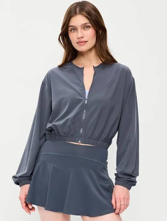 Old Navy Women's Cropped Zip-Front Tennis Jacket