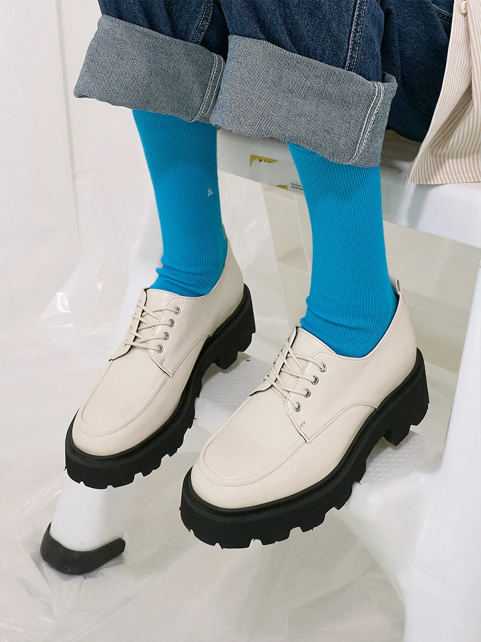 Chunky Lace-Up Loafer 412239002 4.5cm/3 colors