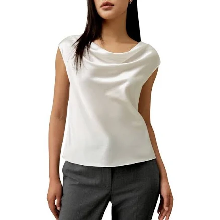 Lilysilk Women's Silk Charmeuse Cowl Neck Top