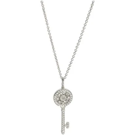 Pre-Owned Tiffany & Co Platinum Diamond Mini Model Petals Key Pendant - Platinum