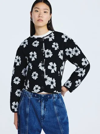 Scoop Women's Floral Print Quilted Cotton Jacket