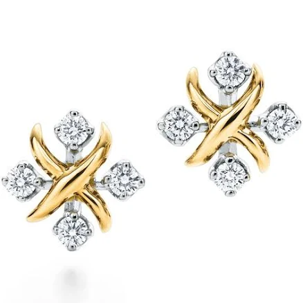 Tiffany Sixteen Stone Diamond Earrings in Yellow Gold/Platinum