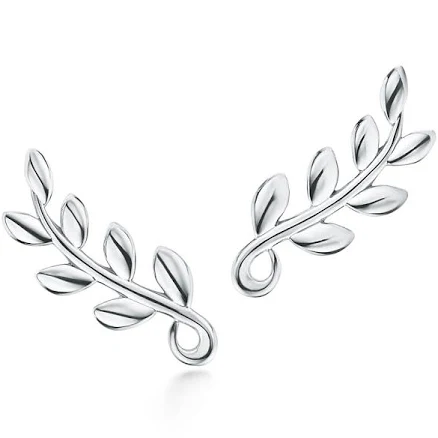 Tiffany & Co. Paloma Picasso Sterling Silver Olive Leaf Climber Earrings