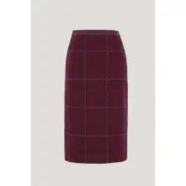 Burgundy Retro Wool Jacquard Pencil Skirt
