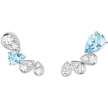 Chaumet White Gold, Diamond And Aquamarine Joséphine Ronde D'Aigrettes Earrings - Silver - One Size