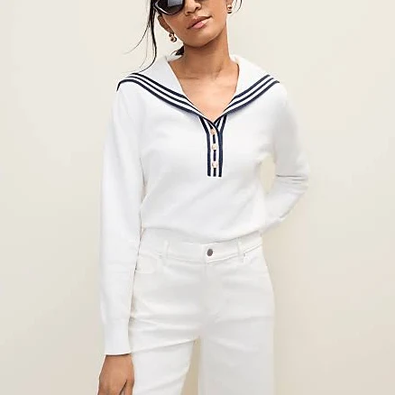 Ann Taylor Women's Weekend Sailor Collar Sweater