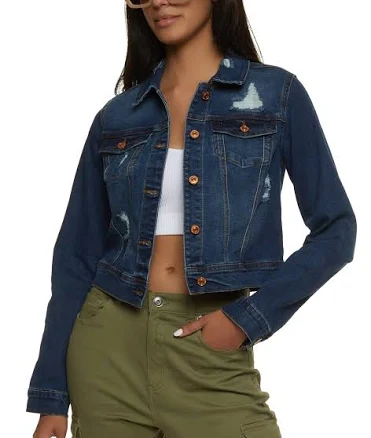 WAX Women's Distressed Denim Jacket