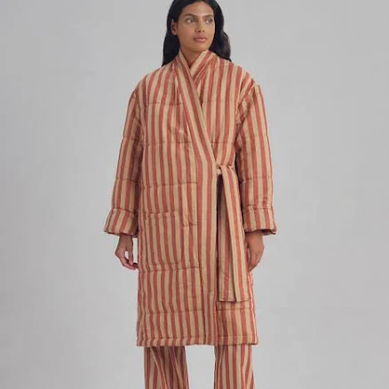 Rhubarb & Rose Pembroke Stripe Linen Blend Housecoat