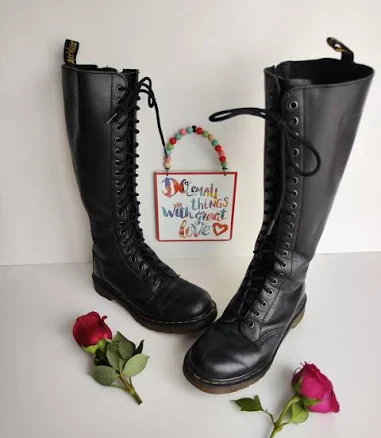 Dr. Martens 1B60 Black Leather Knee High Boots - UK4 EU37 US6
