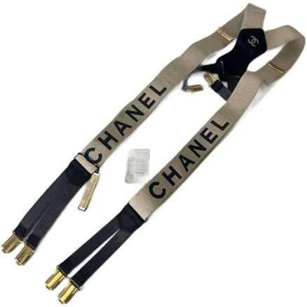 CHANEL 1990-2000s Logo-Print Suspenders