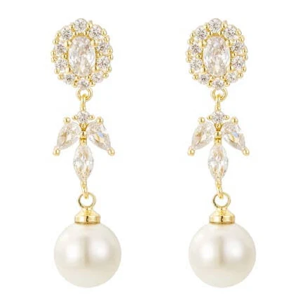 Untamed Petals Palace Pearl and Crystal Drop Earrings