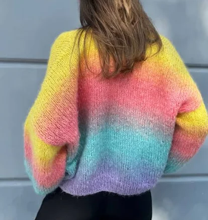 Women's Cropped Chunky Knit Mohair Cardigan