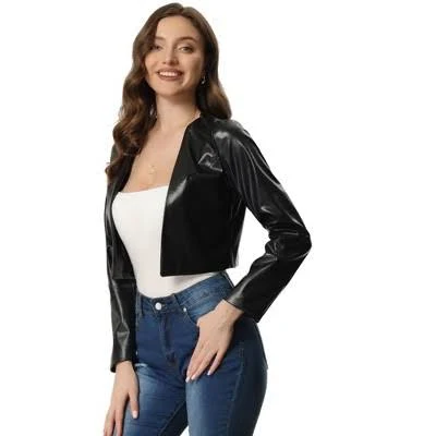 Inspire CHIC Women's Faux Leather Cropped Jacket