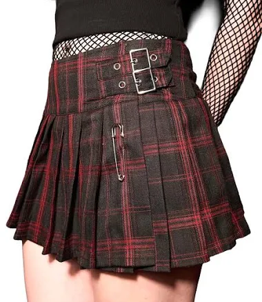 World's End Pleated Plaid Mini Skirt