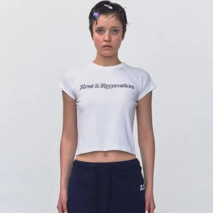REST&RECREATION RR CRYSTAL LOGO CROP TOP_WHITE