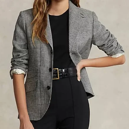 Ralph Lauren Women's Houndstooth Tweed Hacking Blazer