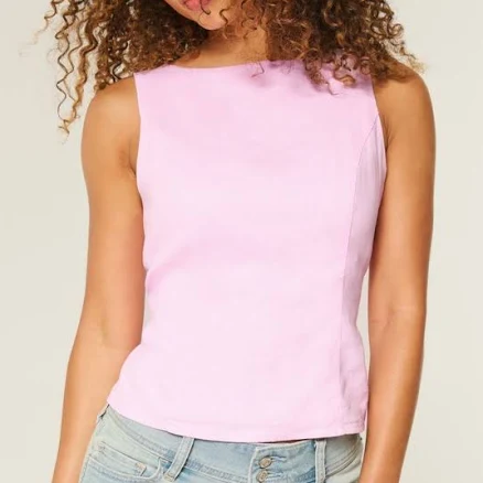 Hollister Women's Linen-Blend Open-Back Top